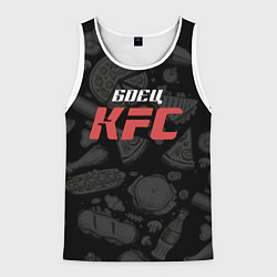 Майка-безрукавка мужская Боец KFC на фоне бургеров, цвет: 3D-белый