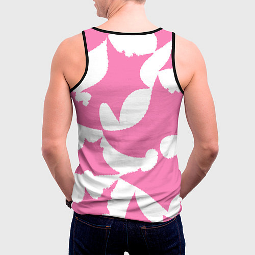 Мужская майка без рукавов Бело-розовая абстрактная композиция / 3D-Черный – фото 4