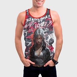 Майка-безрукавка мужская Девушка с горящими глазами, цвет: 3D-красный — фото 2