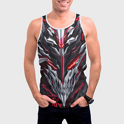 Майка-безрукавка мужская Красный неоновый кибер демон, цвет: 3D-белый — фото 2