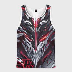 Майка-безрукавка мужская Красный неоновый кибер демон, цвет: 3D-белый