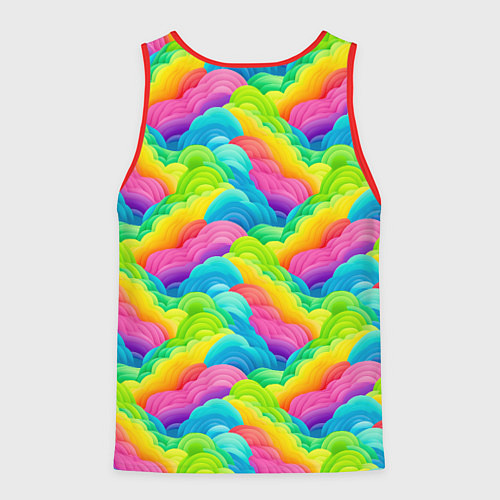 Мужская майка без рукавов Разноцветные облака из бумаги паттерн / 3D-Красный – фото 2