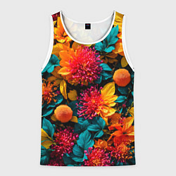 Мужская майка без рукавов Яркие шикарные цветы узор