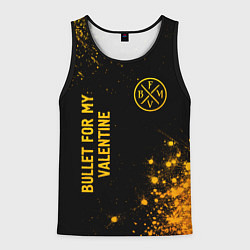 Майка-безрукавка мужская Bullet For My Valentine - gold gradient вертикальн, цвет: 3D-черный