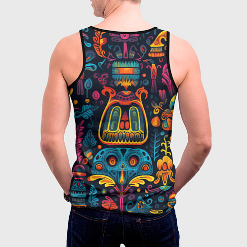Мужская майка без рукавов Узор в мексиканском стиле / 3D-Черный – фото 4