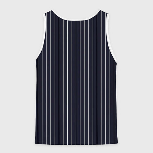 Мужская майка без рукавов Строгий тёмно-синий в полоску / 3D-Белый – фото 2
