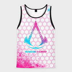 Мужская майка без рукавов Assassins Creed neon gradient style