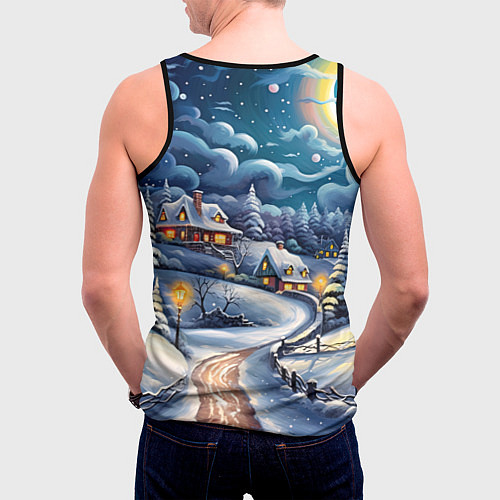 Мужская майка без рукавов Новогоднее настроение / 3D-Черный – фото 4