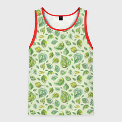 Майка-безрукавка мужская Акварельные листья с узором, цвет: 3D-красный