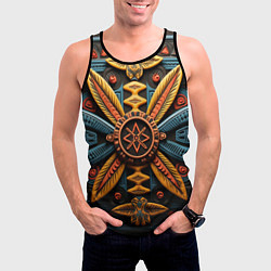 Майка-безрукавка мужская Орнамент в стиле африканских племён, цвет: 3D-черный — фото 2