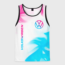 Майка-безрукавка мужская Volkswagen neon gradient style вертикально, цвет: 3D-черный