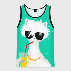 Майка-безрукавка мужская Лама - альпака на чиле, цвет: 3D-черный