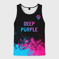 Майка-безрукавка мужская Deep Purple - neon gradient посередине, цвет: 3D-черный