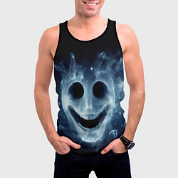 Майка-безрукавка мужская Хэллоуин - улыбка привидения, цвет: 3D-черный — фото 2