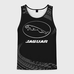 Майка-безрукавка мужская Jaguar speed на темном фоне со следами шин, цвет: 3D-черный