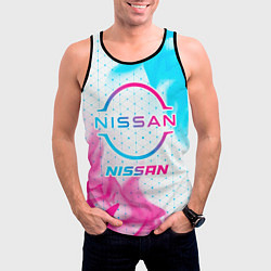 Майка-безрукавка мужская Nissan neon gradient style, цвет: 3D-черный — фото 2