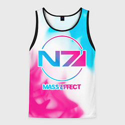 Майка-безрукавка мужская Mass Effect neon gradient style, цвет: 3D-черный