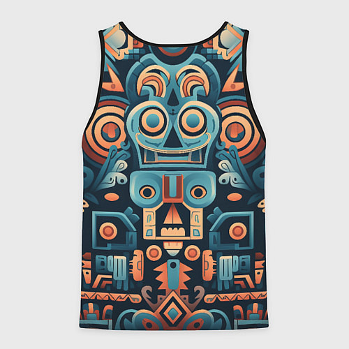 Мужская майка без рукавов Симметричный абстрактный паттерн в ацтекском стиле / 3D-Черный – фото 2