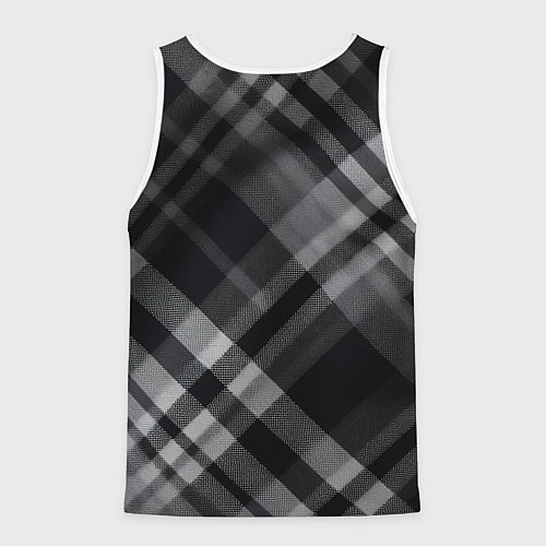 Мужская майка без рукавов Черно-белая диагональная клетка в шотландском стил / 3D-Белый – фото 2