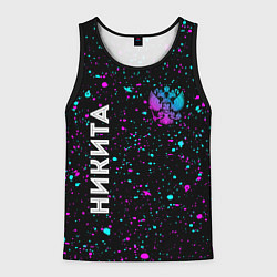 Майка-безрукавка мужская Никита и неоновый герб России вертикально, цвет: 3D-черный