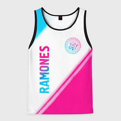 Мужская майка без рукавов Ramones neon gradient style вертикально