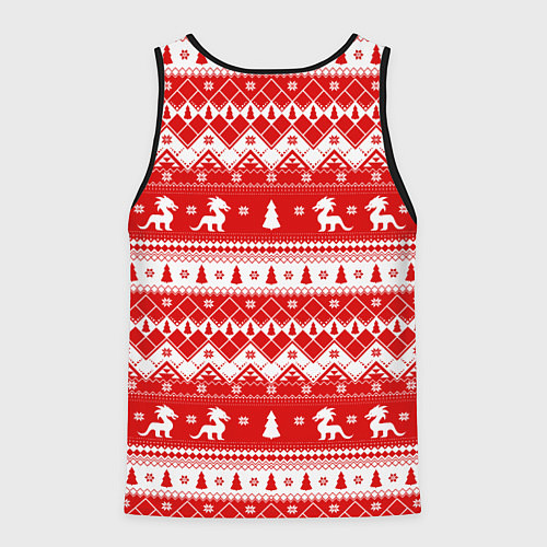 Мужская майка без рукавов Новогодние драконы / 3D-Черный – фото 2