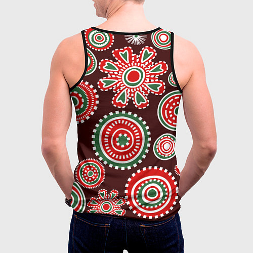 Мужская майка без рукавов Новогодний принт красный / 3D-Черный – фото 4