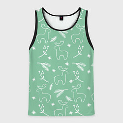 Мужская майка без рукавов Зеленый рождественский узор с оленями