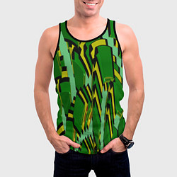 Майка-безрукавка мужская Зеленая псевдокамуфляжная геометрия, цвет: 3D-черный — фото 2