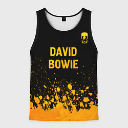 Майка-безрукавка мужская David Bowie - gold gradient посередине, цвет: 3D-черный