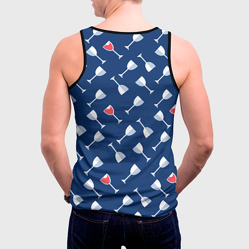 Мужская майка без рукавов Бокальчик винишка / 3D-Черный – фото 4