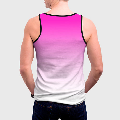 Мужская майка без рукавов Розово-белый градиент / 3D-Черный – фото 4