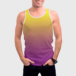 Майка-безрукавка мужская Желто-фиолетовый градиент, цвет: 3D-белый — фото 2