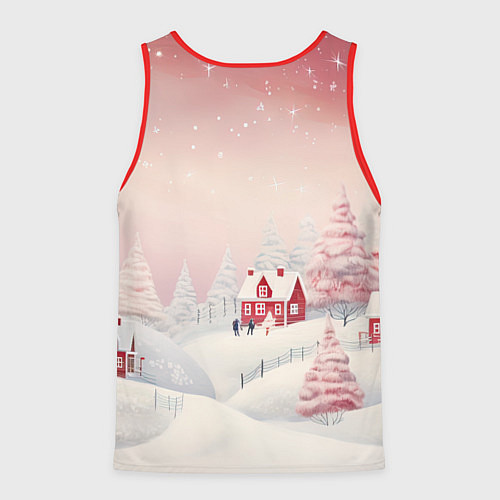 Мужская майка без рукавов Снежное сияние ночи / 3D-Красный – фото 2
