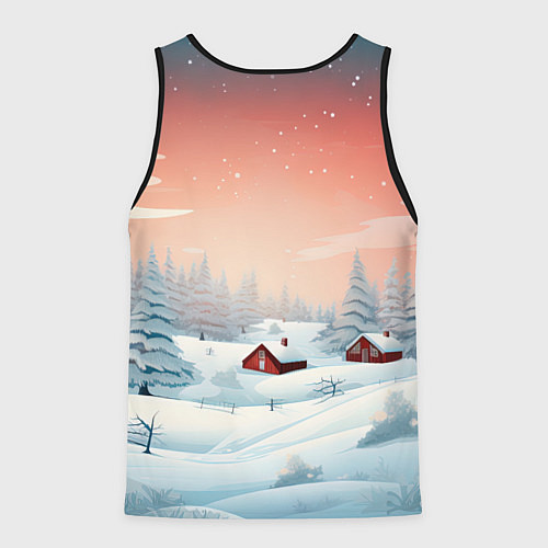 Мужская майка без рукавов Погружение в зимнюю атмосферу / 3D-Черный – фото 2