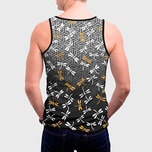 Мужская майка без рукавов Стрекозы поверх графики / 3D-Черный – фото 4