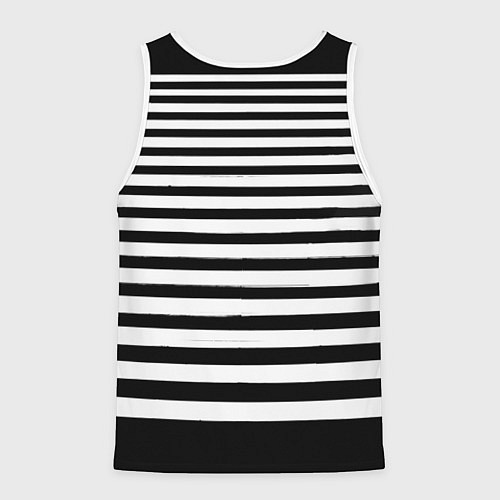 Мужская майка без рукавов Силуэт на чёрно белом полосы / 3D-Белый – фото 2