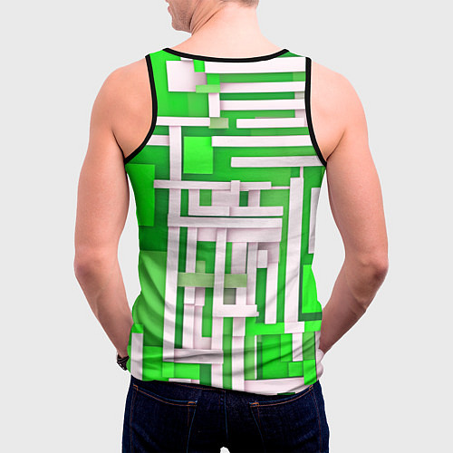 Мужская майка без рукавов Полосы на зелёном фоне / 3D-Черный – фото 4