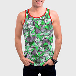 Майка-безрукавка мужская Маленькие зелёные треугольники, цвет: 3D-красный — фото 2