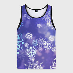 Майка-безрукавка мужская Крупные снежинки на фиолетовом, цвет: 3D-черный