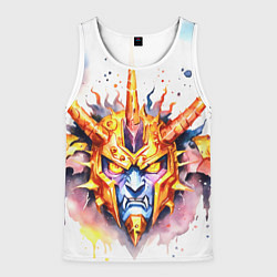 Мужская майка без рукавов Агрессивный оранжевый робот акварель