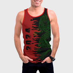 Майка-безрукавка мужская Зеленый дракон - 2024, цвет: 3D-красный — фото 2