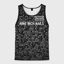 Майка-безрукавка мужская Nine Inch Nails glitch на темном фоне посередине, цвет: 3D-черный