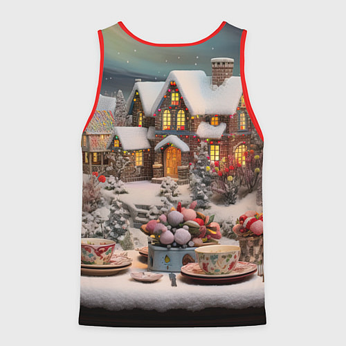 Мужская майка без рукавов Морозная симфония праздника / 3D-Красный – фото 2