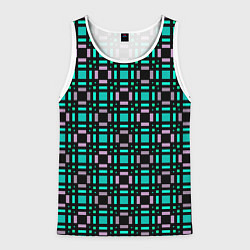 Мужская майка без рукавов Зелено-сиреневый с черный клетчатый узор