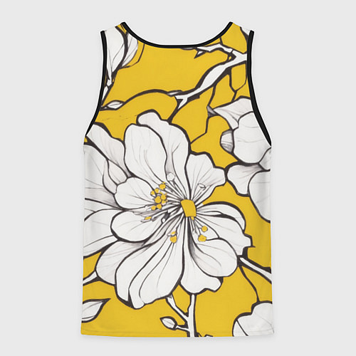 Мужская майка без рукавов Японский паттерн цветов / 3D-Черный – фото 2