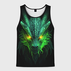 Майка-безрукавка мужская Светящийся зеленый дракон 2024, цвет: 3D-черный