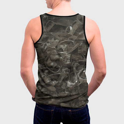 Мужская майка без рукавов Металлический череп / 3D-Черный – фото 4