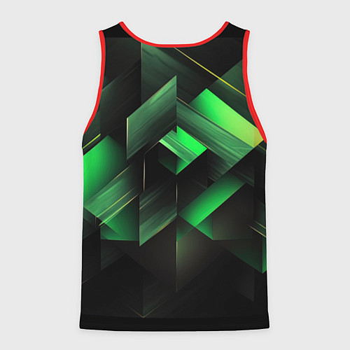 Мужская майка без рукавов Асимметричный узор зелени / 3D-Красный – фото 2