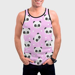 Майка-безрукавка мужская Милая улыбающаяся панда, цвет: 3D-черный — фото 2